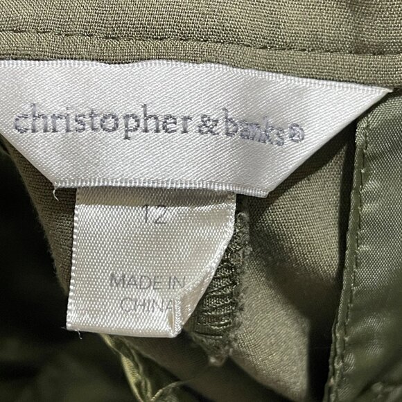 Christopher & Banks Olive Green Trouser Pants Size 12 Career Office Stretch - Picture 3 of 5
